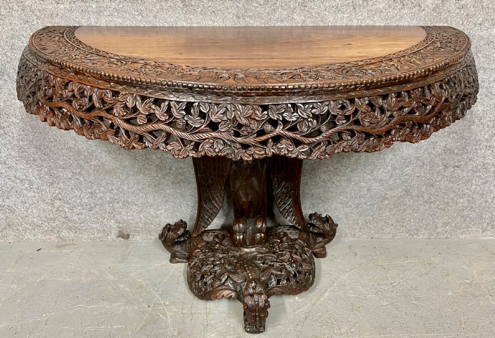 Anglo Indian Padouk Demi Lune Console Table View IV