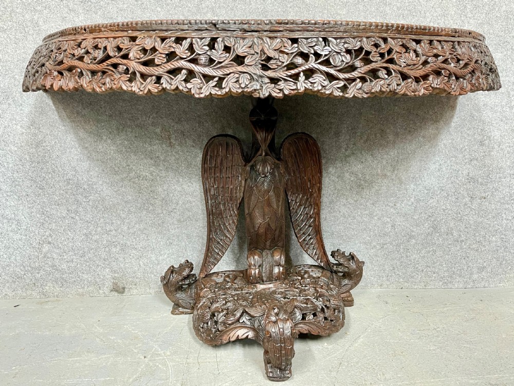 Anglo Indian Padouk Demi Lune Console Table View VI