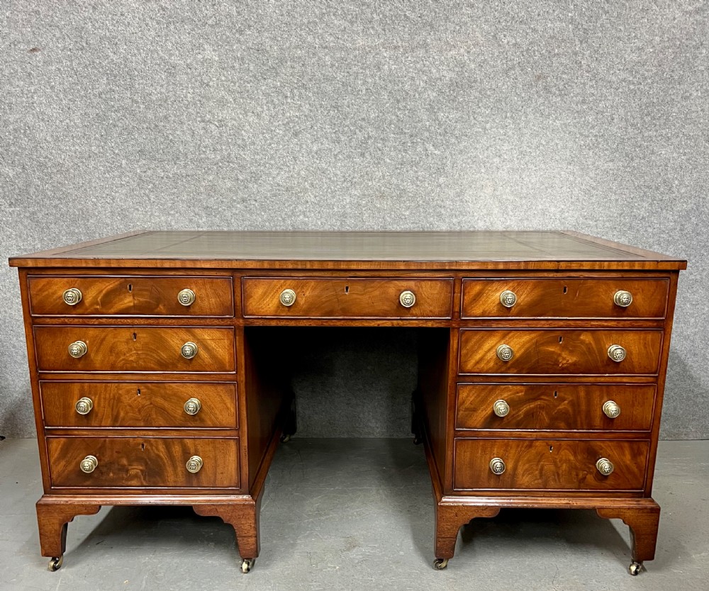 George III Mahogany Partners Desk View XII