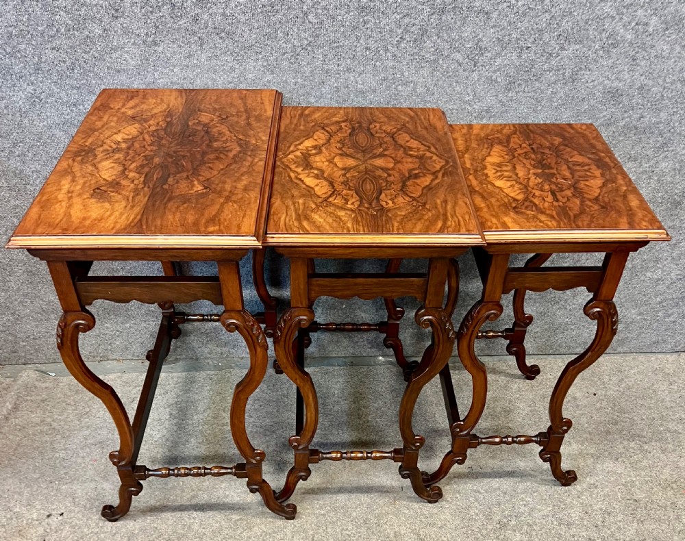 Attractive Nest of Three Walnut Tables