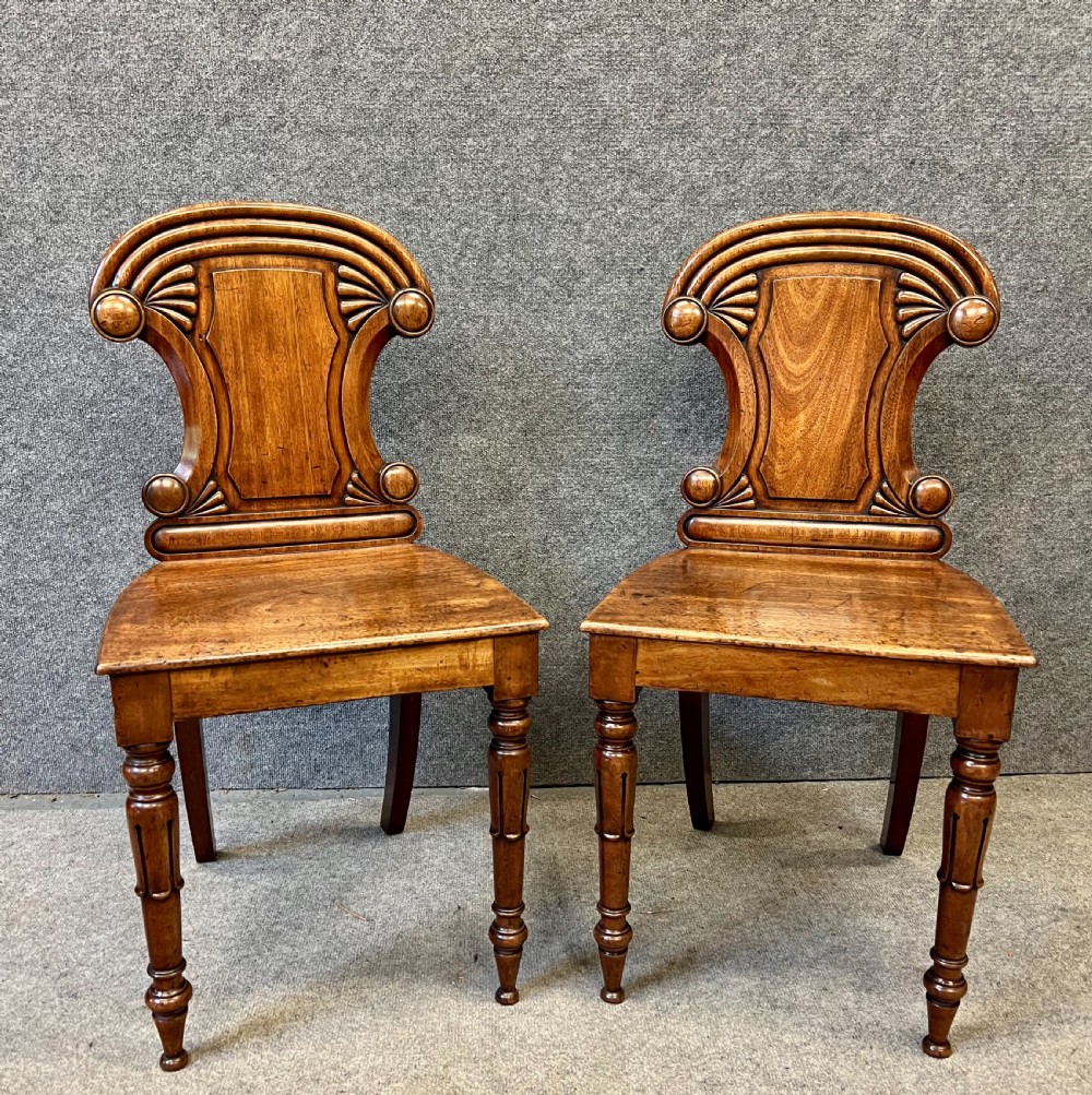 Pair of George IV Mahogany Hall Chairs