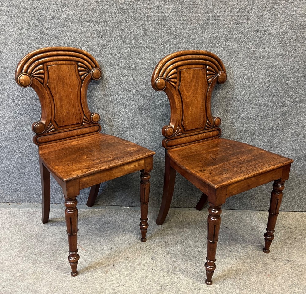 Pair of George IV Mahogany Hall Chairs View IV