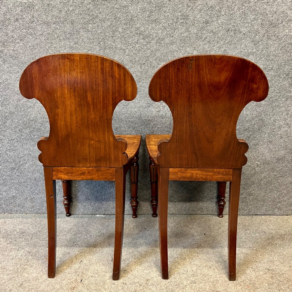 Pair of George IV Mahogany Hall Chairs View V
