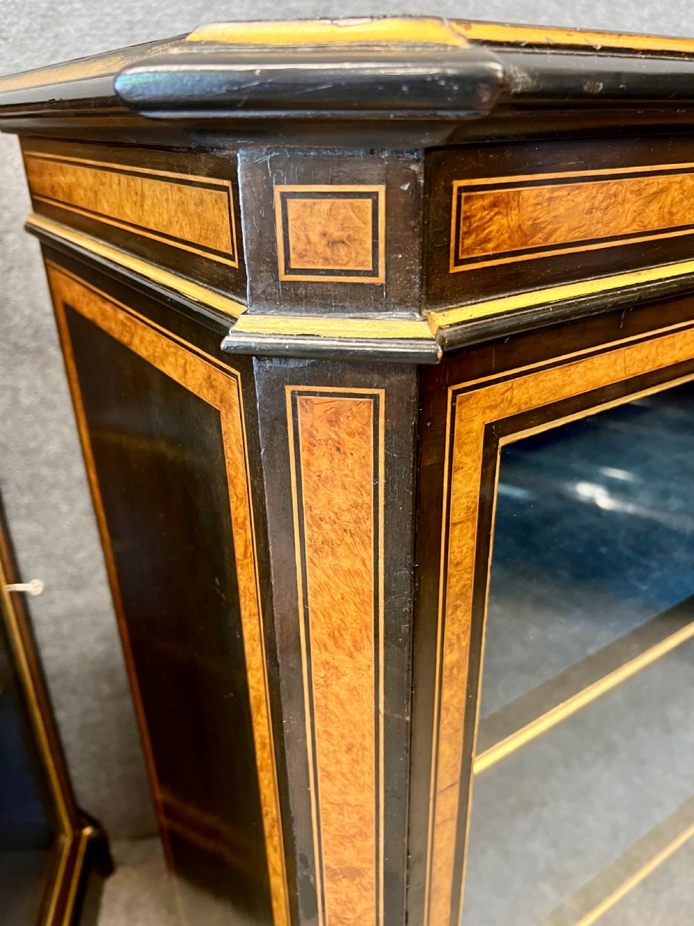 Antique True Pair of Amboyna and Ebonised Side Cabinets View VIII