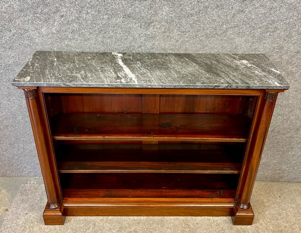 Victorian Mahogany & Marble Top Open Bookcase