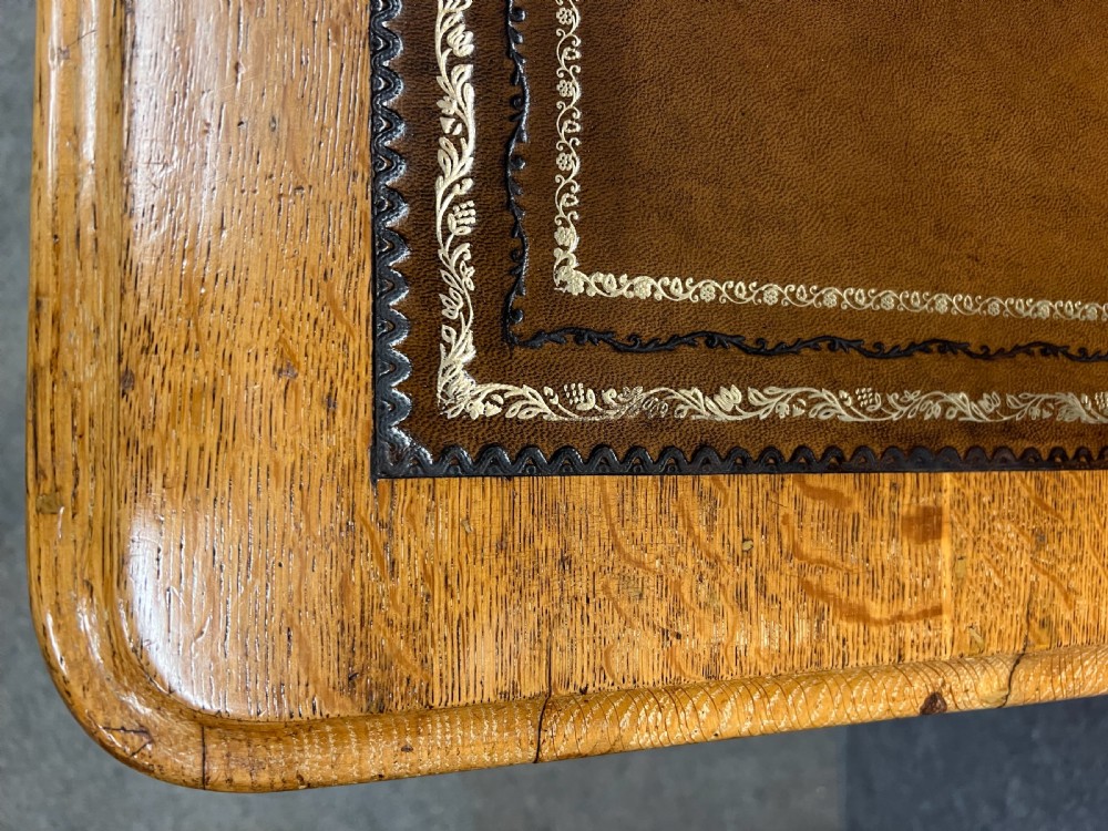 Late Victorian Golden Oak Desk View IV