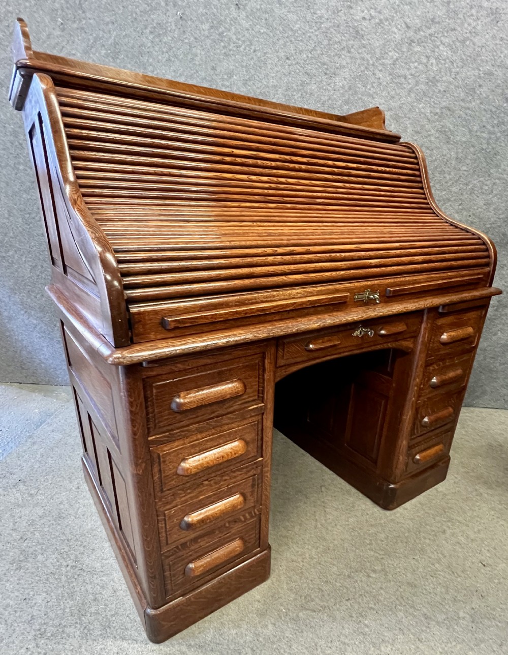 Good Quality Oak Roll Top Desk View II