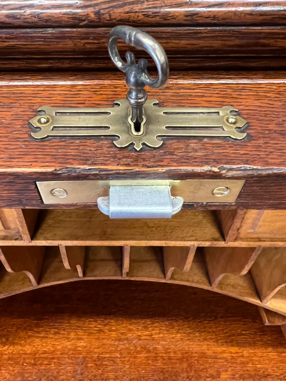 Good Quality Oak Roll Top Desk View IX