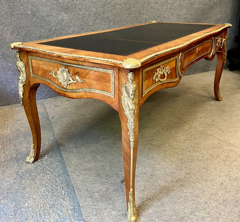 Stunning Antique French Bureau Plat Desk View VIII