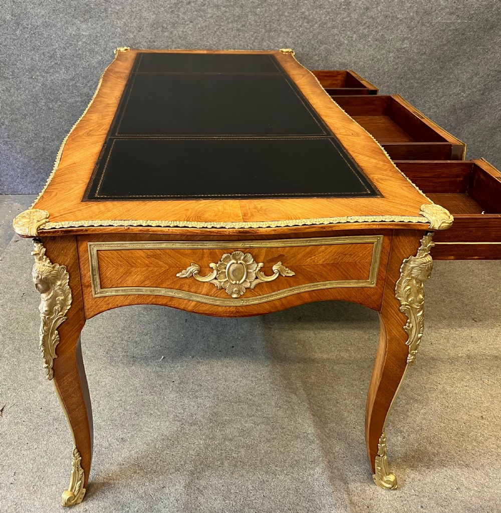 Stunning Antique French Bureau Plat Desk View XI