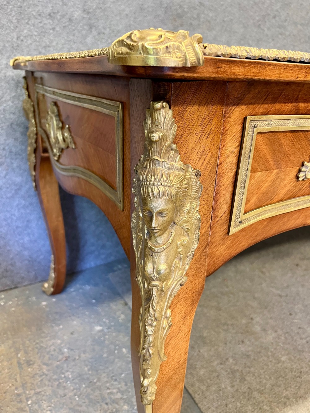 Stunning Antique French Bureau Plat Desk View XII