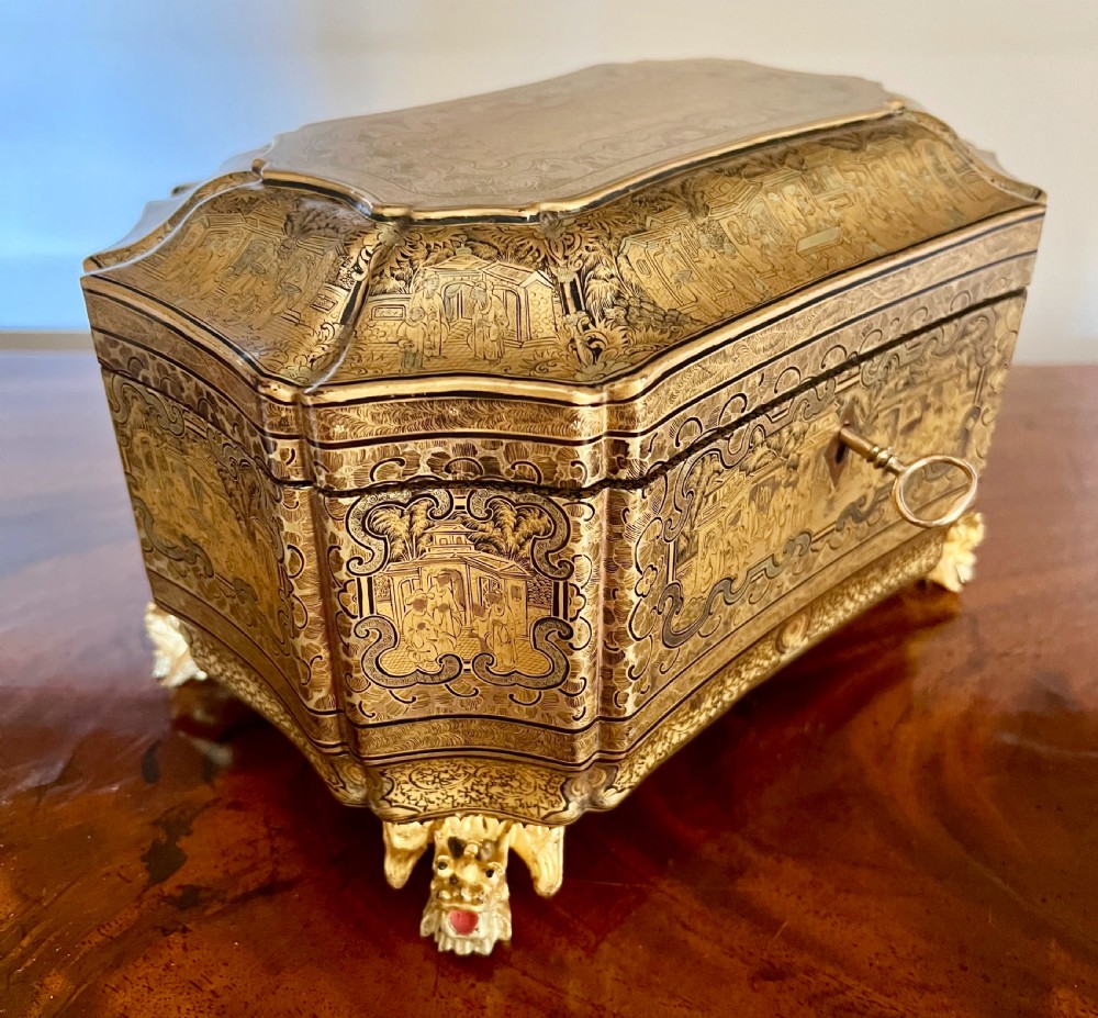 Fine Chinese Export Lacquer Tea Caddy from Lee Ching View VI