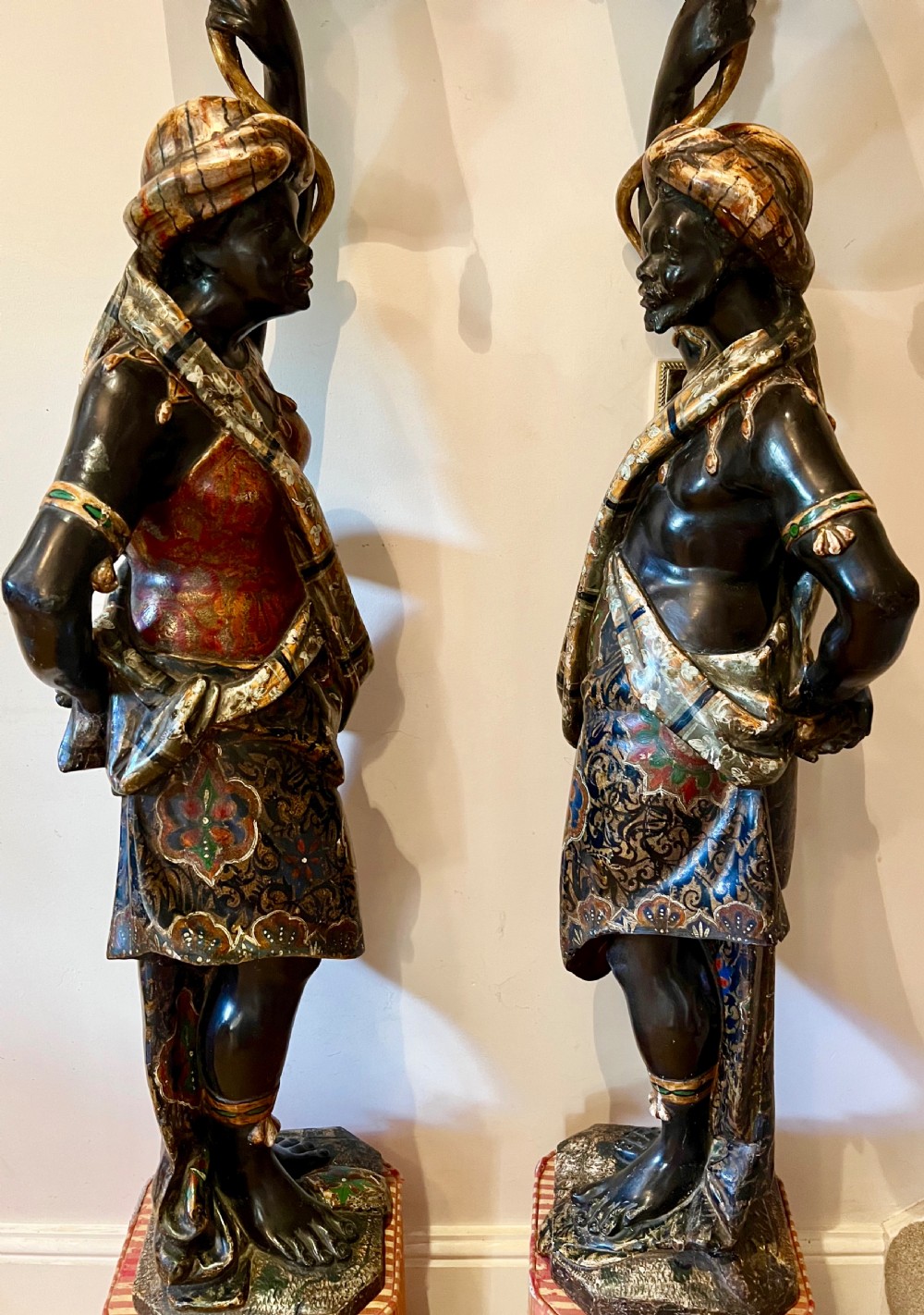 Pair of Antique Venetian Blackamoor Figures View IV