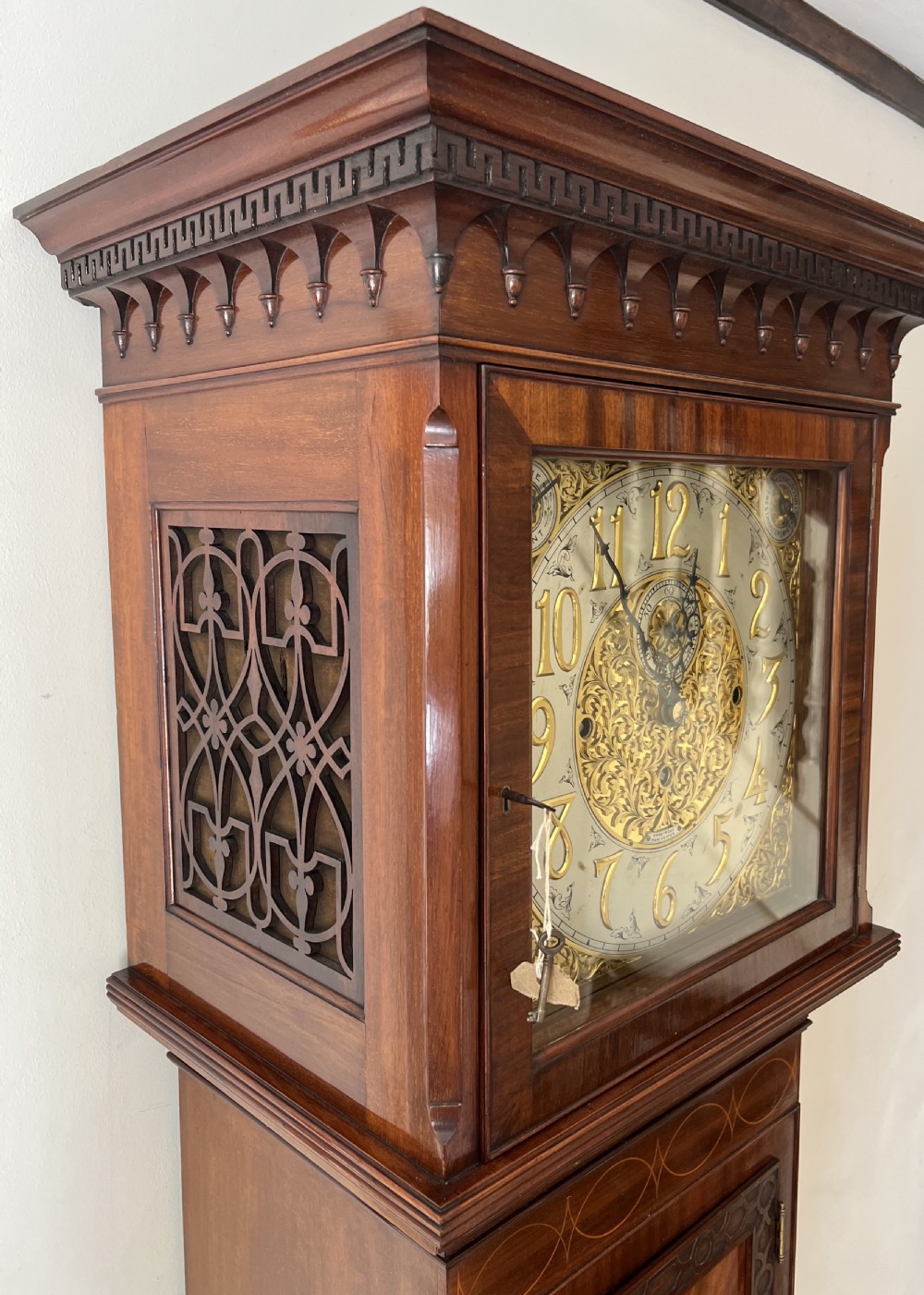 Edwardian Mahogany & Inlaid Musical Long Case Clock View VIII