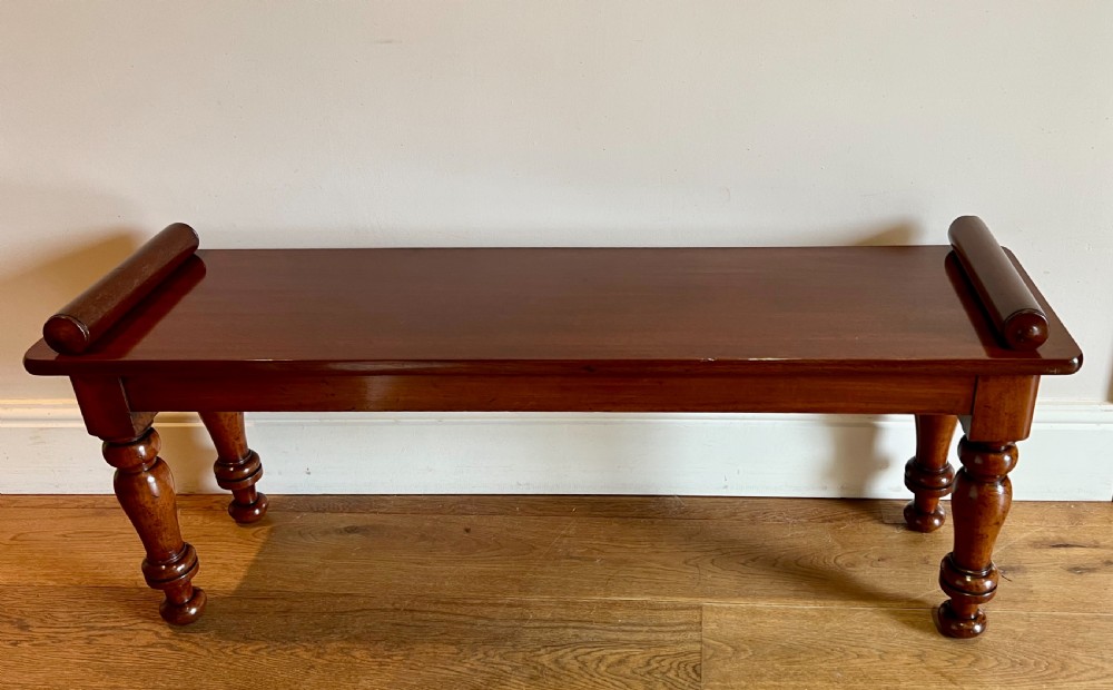 Victorian Mahogany Hall Bench or Window Seat