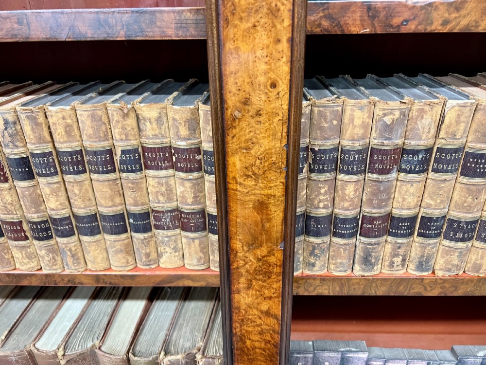 Victorian Tall Burr Walnut Open Bookcase View VII