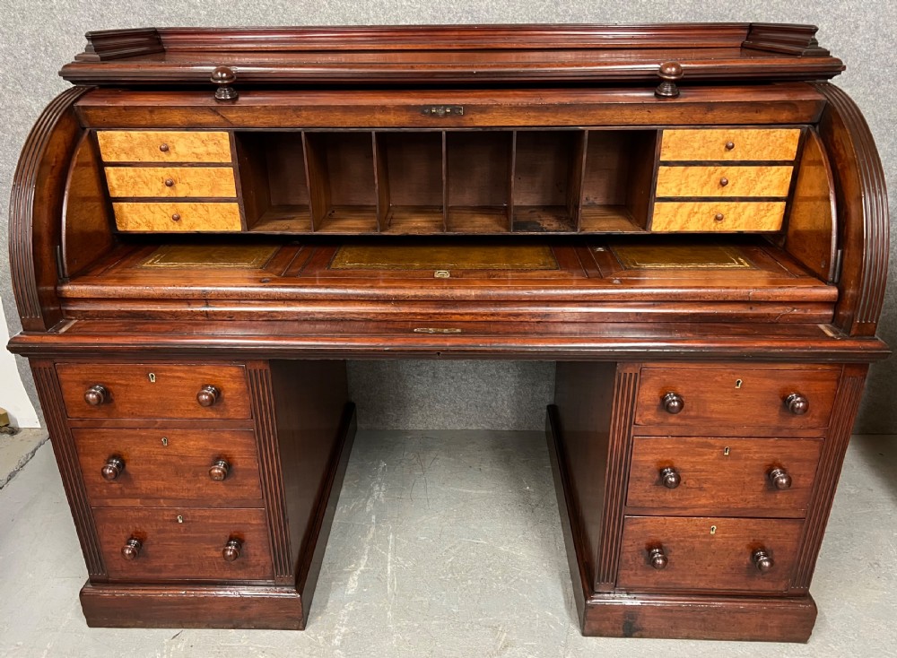 Substantial Victorian Cylinder Desk View V