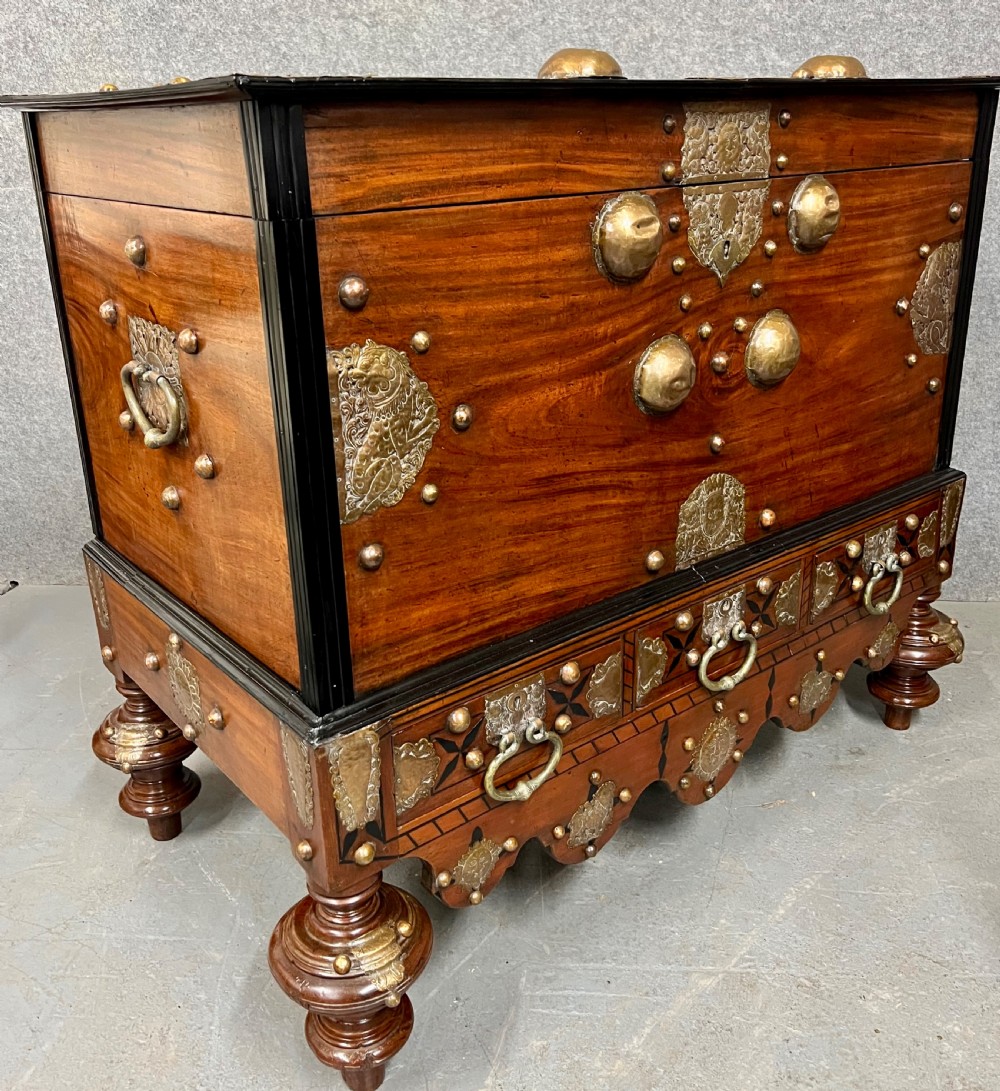 Rare Signed & Dated (  V.O.C.1751 ) Dutch East India Company Chest on Stand View III