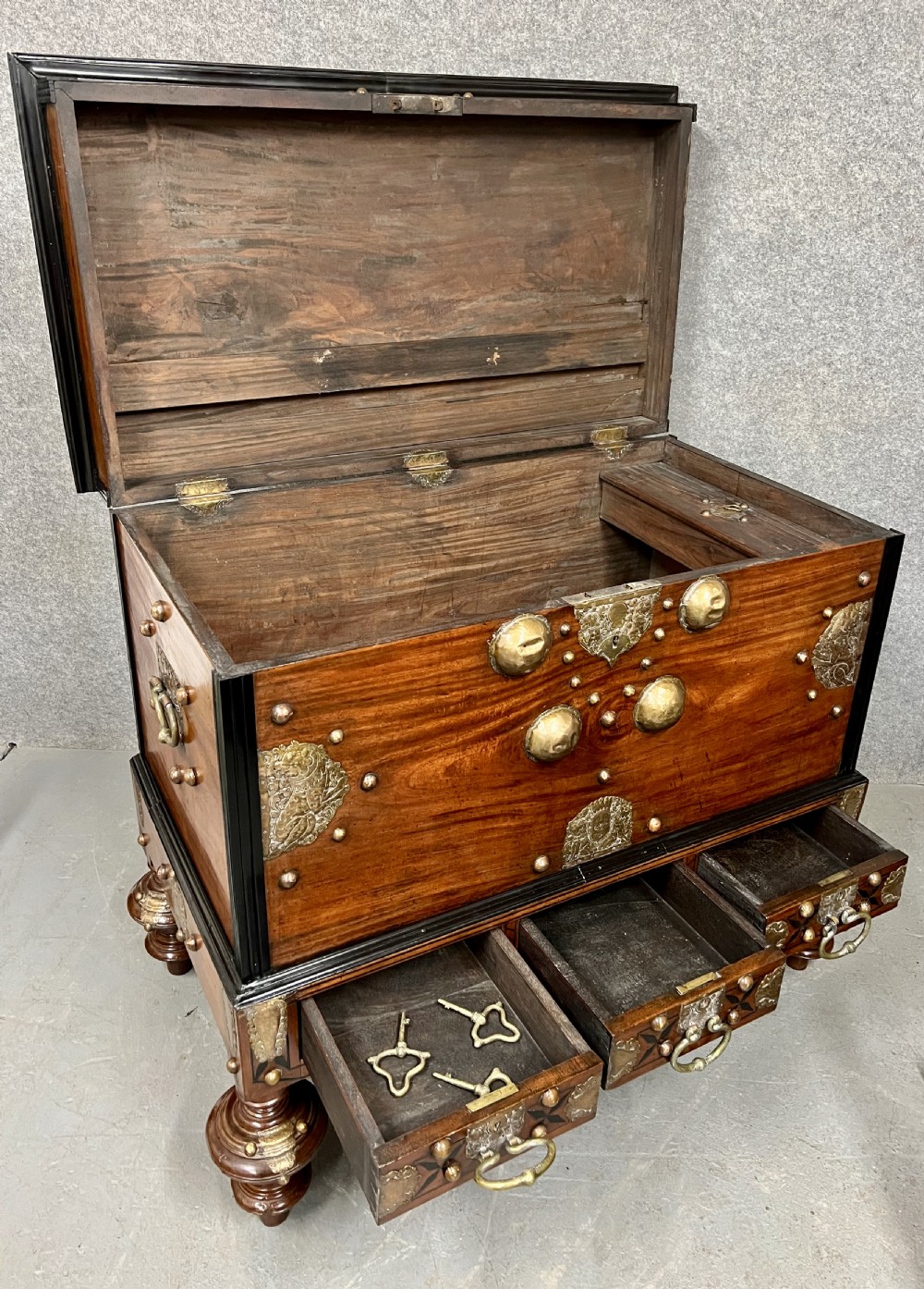 Rare Signed & Dated (  V.O.C.1751 ) Dutch East India Company Chest on Stand View IX