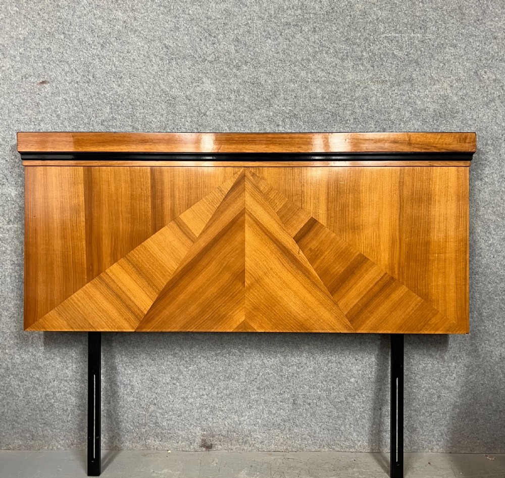 Art Deco 5 Foot Walnut Sun Burst Headboard