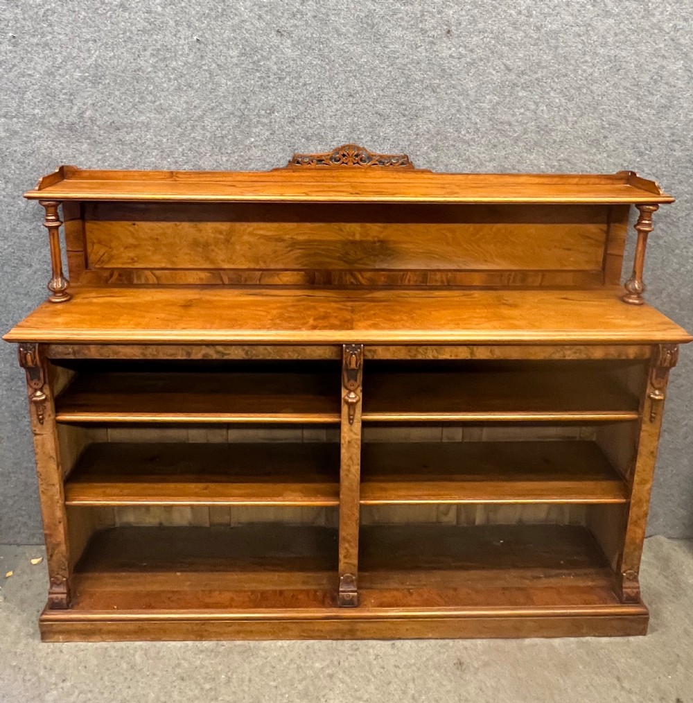 Quality Victorian Walnut Open Bookcase View VIII