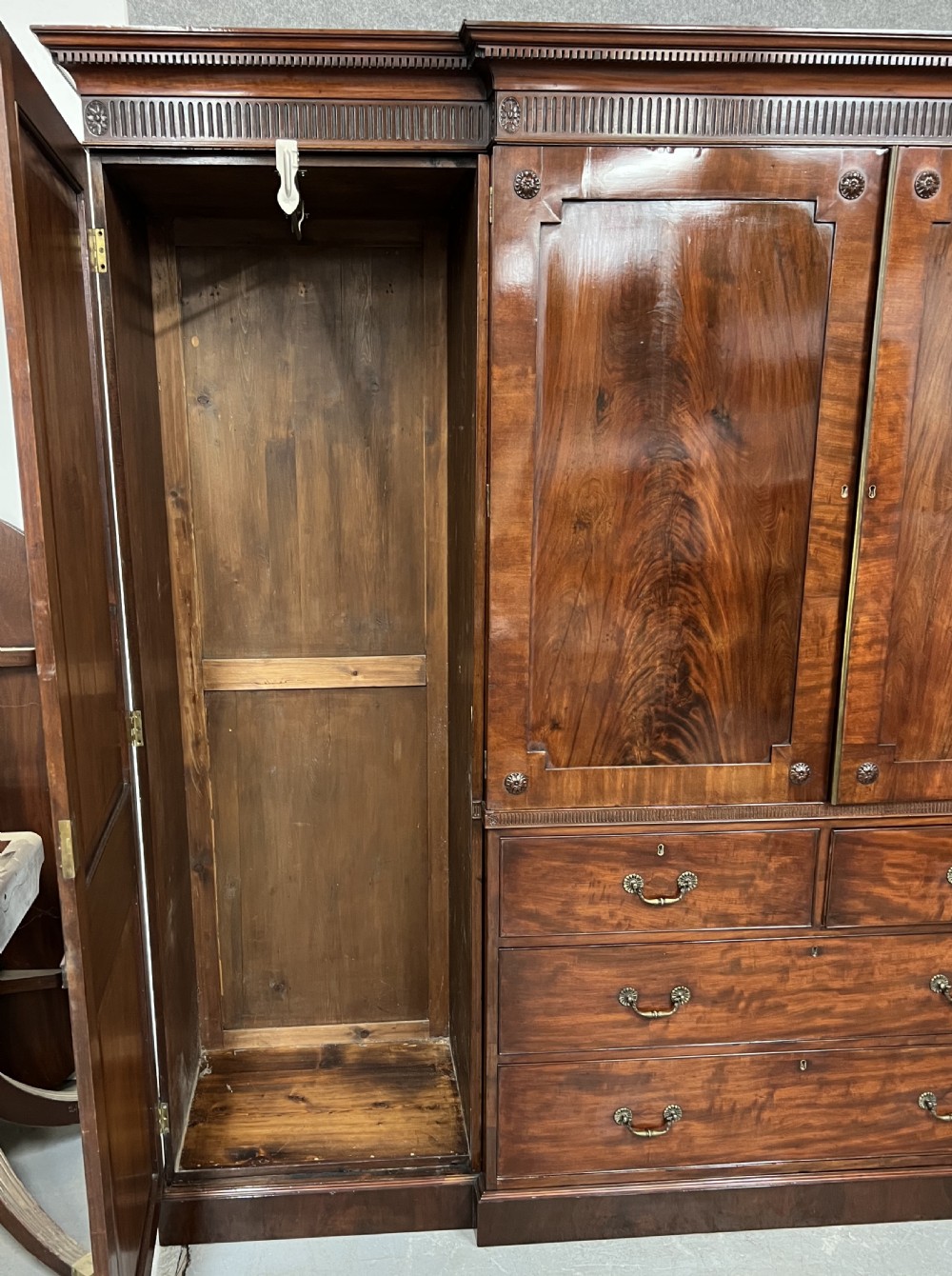 Antique Country House Breakfront Wardrobe View XII