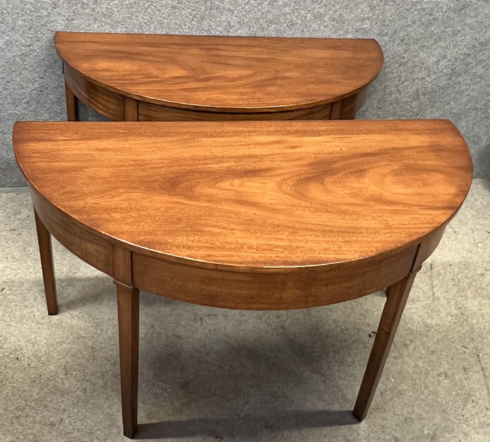 Pair George III Demi Lune Console Tables