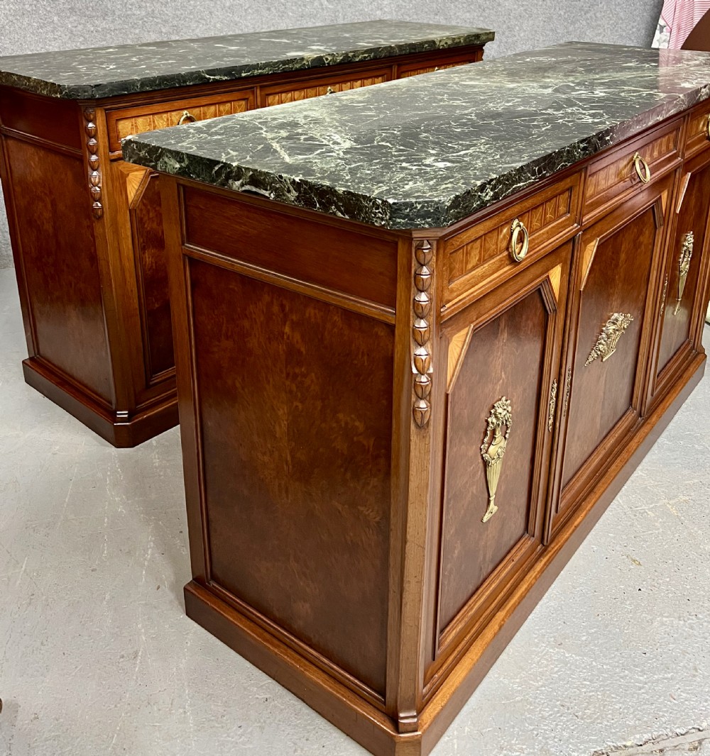 Pair of French Inlaid & Marble Top Sideboards View IV