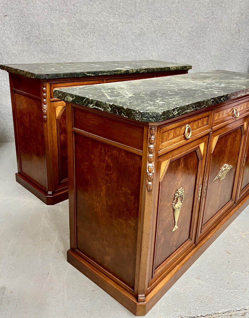 Pair of French Inlaid & Marble Top Sideboards View VII