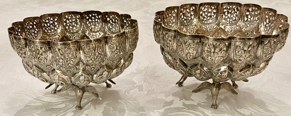 Pair of Indian Silver Bowls