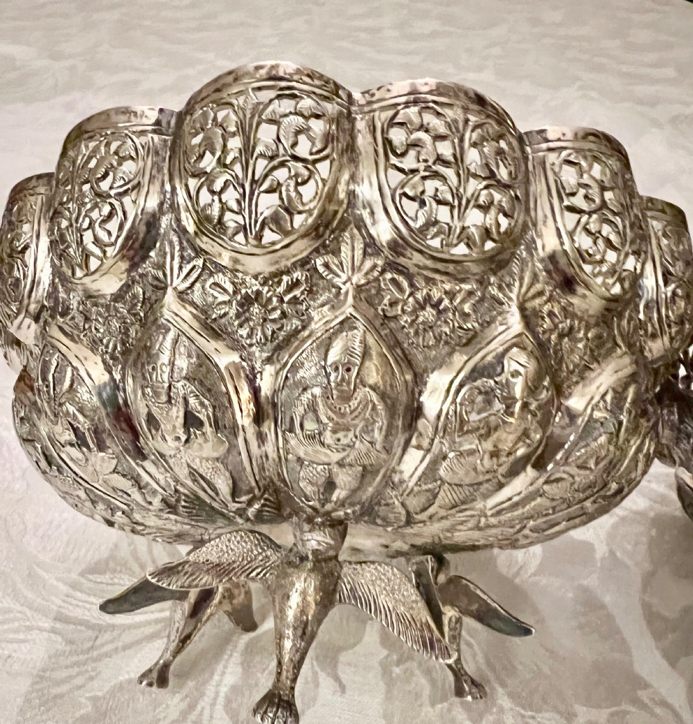 Pair of Indian Silver Bowls View II