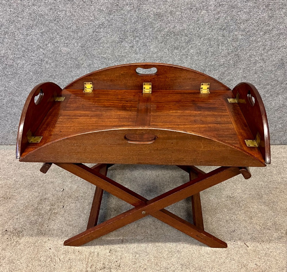 George III Mahogany Butlers Tray on Stand Coffee Table