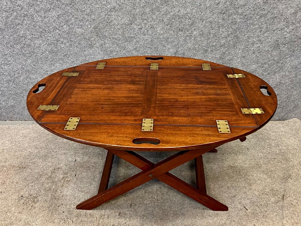 George III Mahogany Butlers Tray on Stand Coffee Table View II