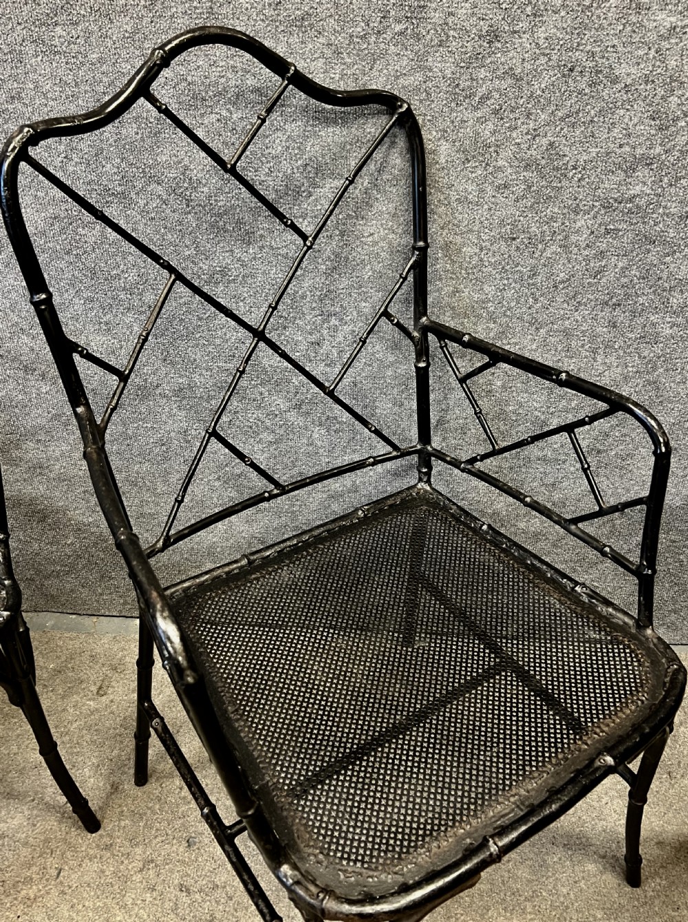 Pair Cast Iron Garden Chairs View II