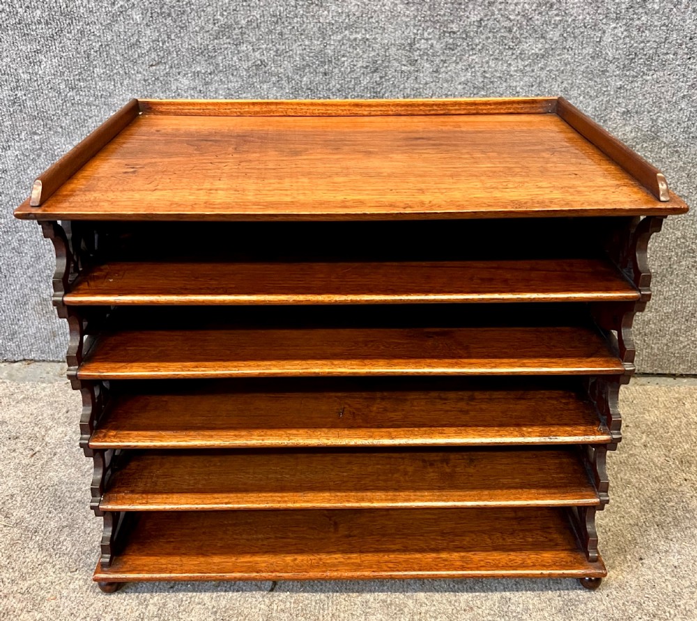 Unusual Walnut Desk Top Folio Stand / File Tray View III