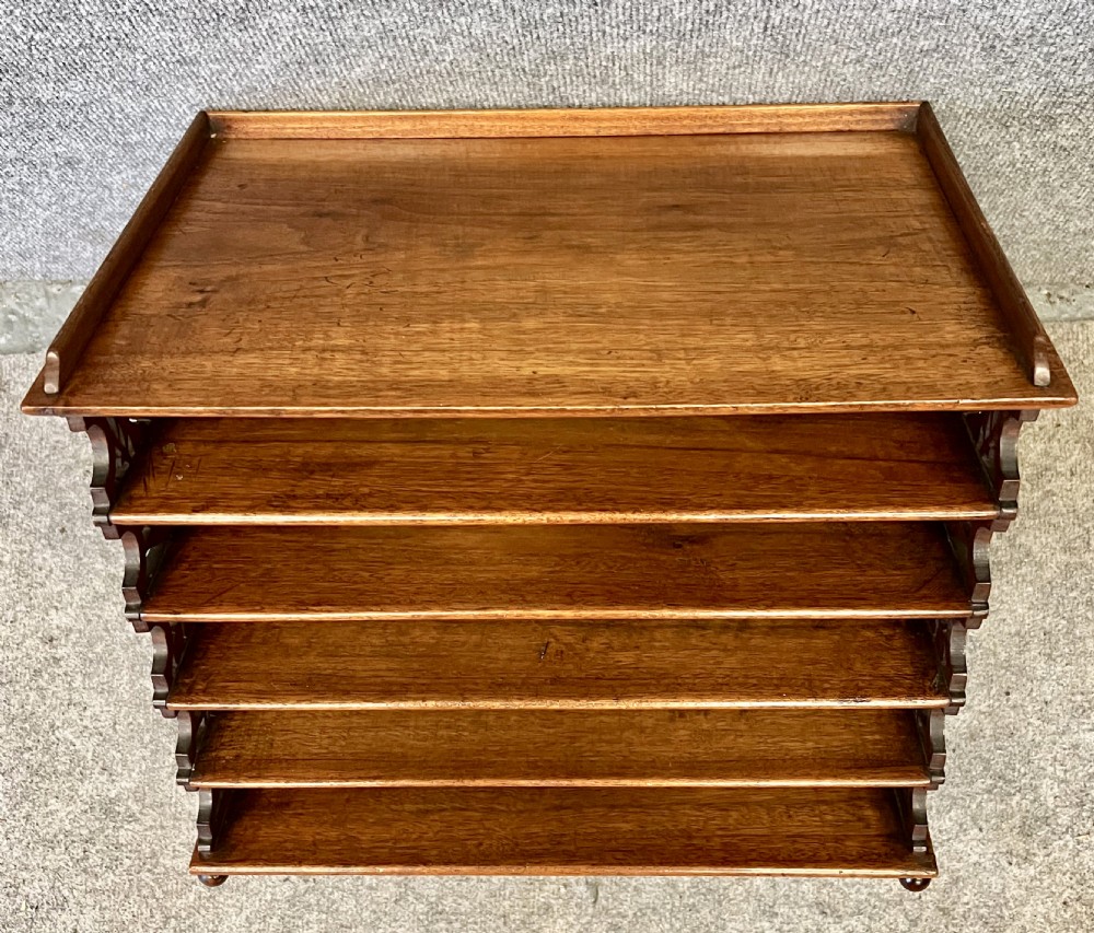 Unusual Walnut Desk Top Folio Stand / File Tray View IV