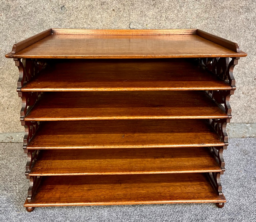 Unusual Walnut Desk Top Folio Stand / File Tray View VI