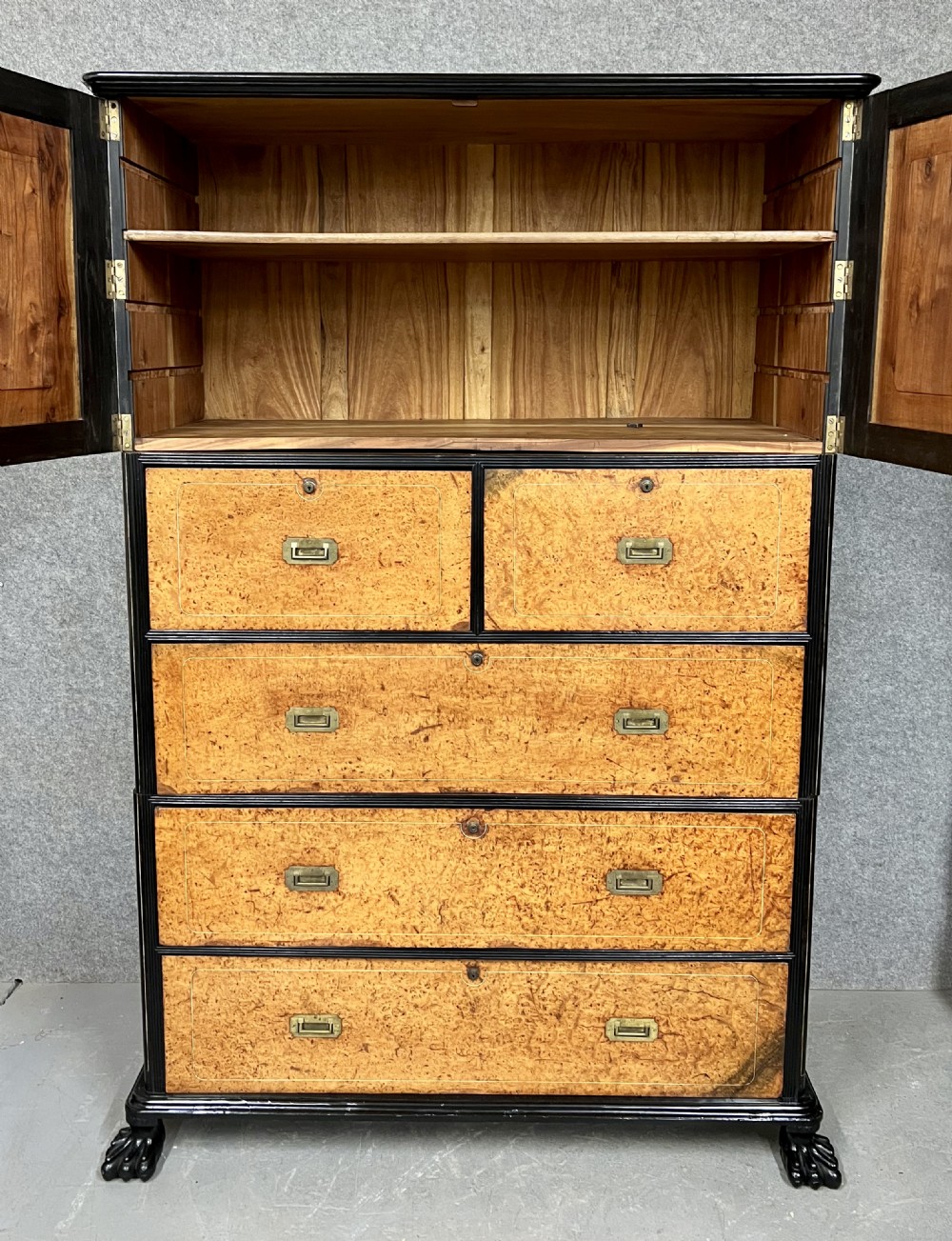 A Stunning Amboyna & Ebony Chinese Campaign Chest View III