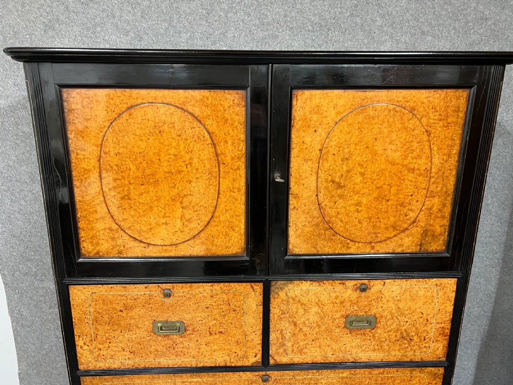 A Stunning Amboyna & Ebony Chinese Campaign Chest View X