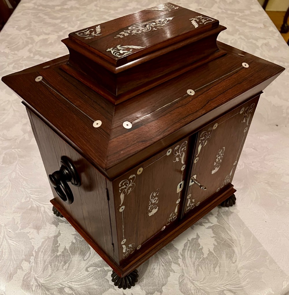 Good Antique Rosewood & mother of Pearl Inlaid Ladies Jewellery Box View II