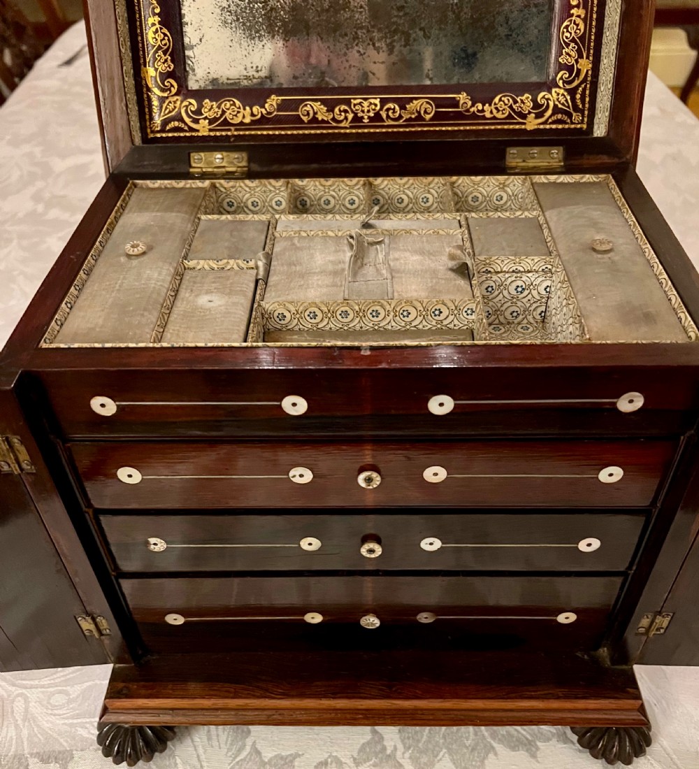 Good Antique Rosewood & mother of Pearl Inlaid Ladies Jewellery Box View III