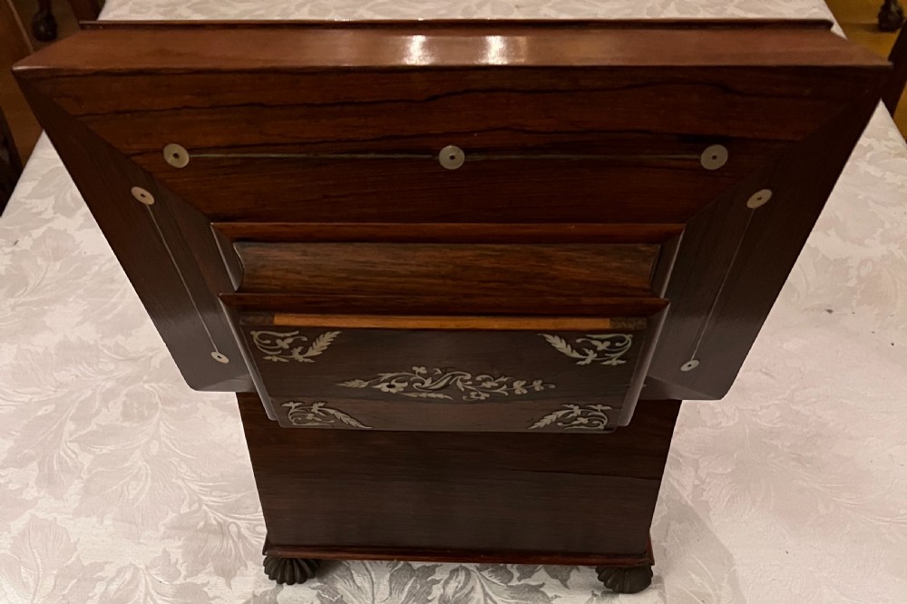 Good Antique Rosewood & mother of Pearl Inlaid Ladies Jewellery Box View X
