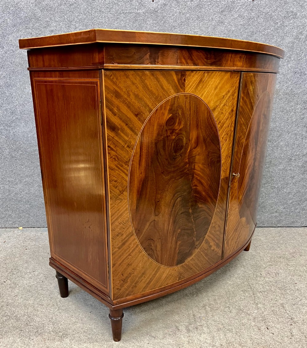 Edwardian Sheraton Revival Demi Lune Side Cabinet View II