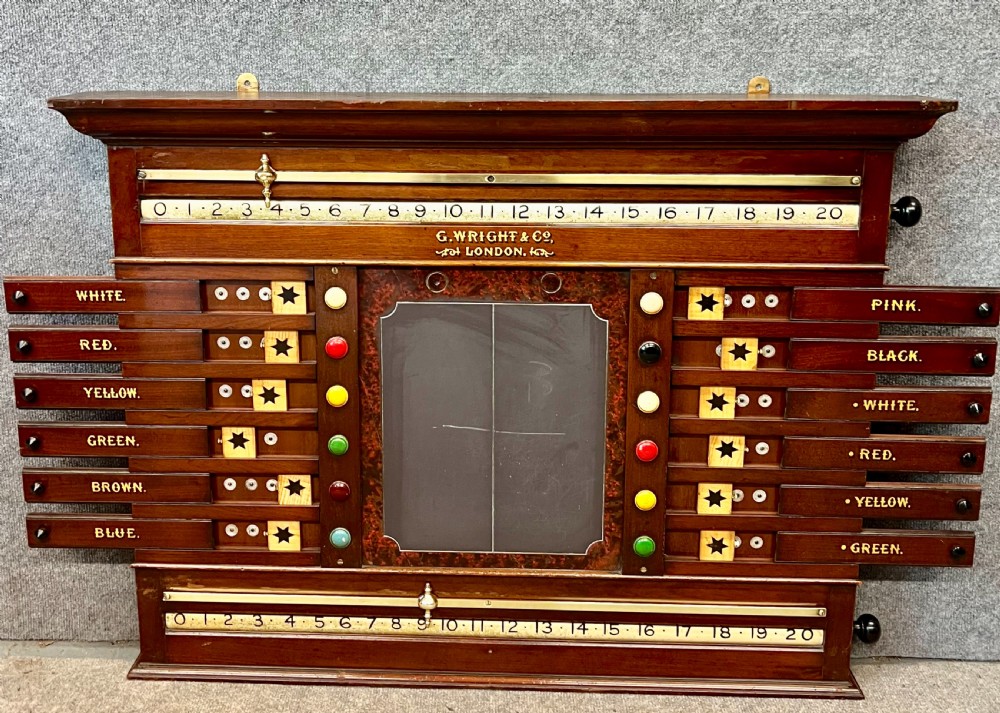 G.Wright & Co. of London Mahogany Snooker Scoreboard