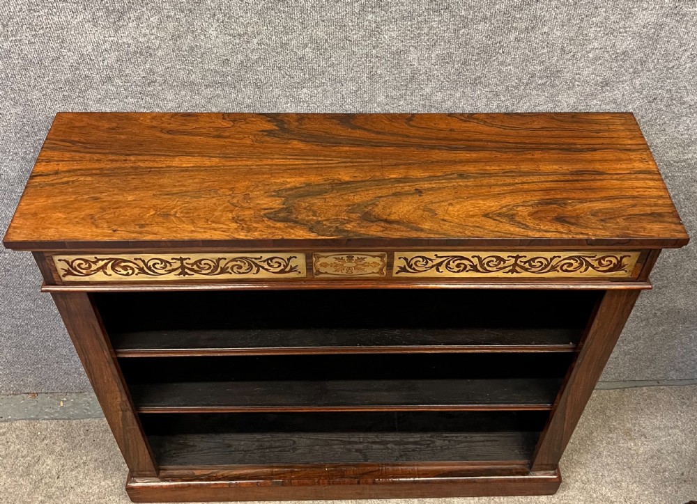 Regency Brass Inlaid Rosewood Open Bookcase View II