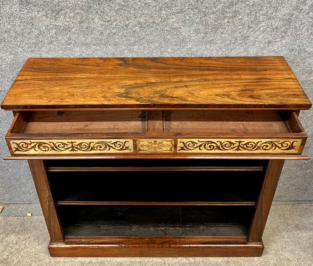 Regency Brass Inlaid Rosewood Open Bookcase View III