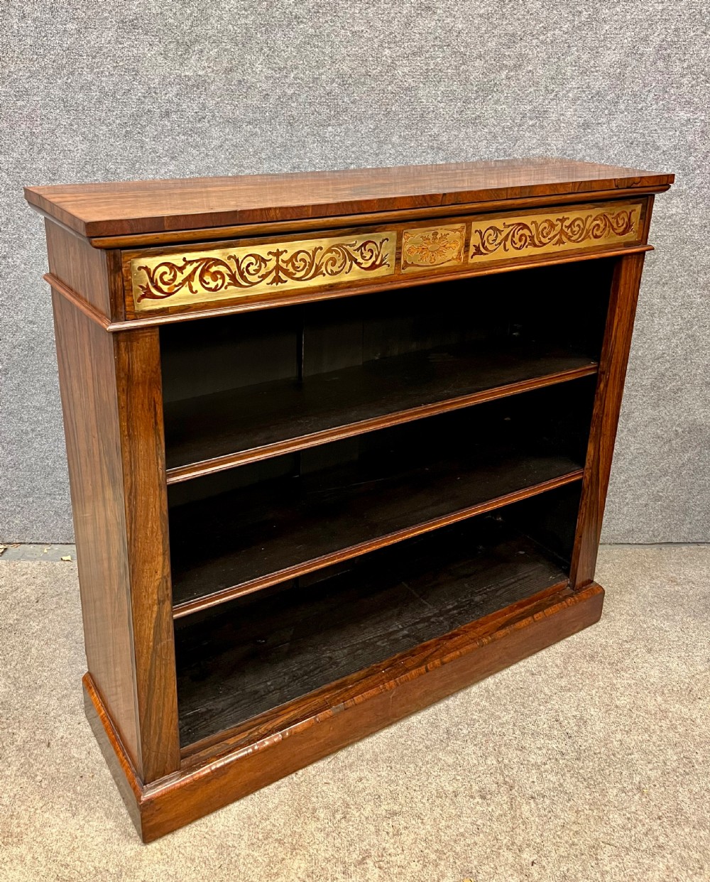 Regency Brass Inlaid Rosewood Open Bookcase View IV