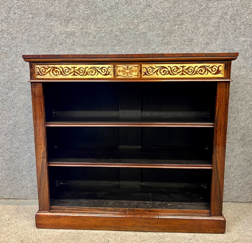 Regency Brass Inlaid Rosewood Open Bookcase View VII