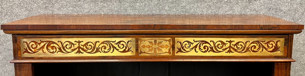 Regency Brass Inlaid Rosewood Open Bookcase View VIII
