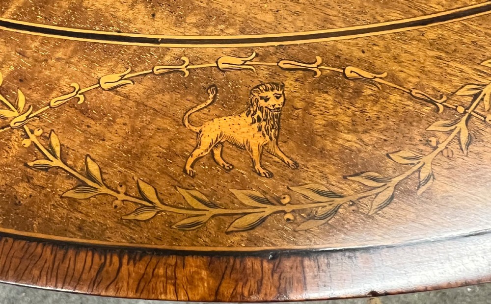 Quality Shoolbred Inlaid Zodiac Centre Drum Table View VII